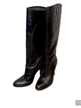 Miss Sixty Black Leather Knee-High Heeled Boots